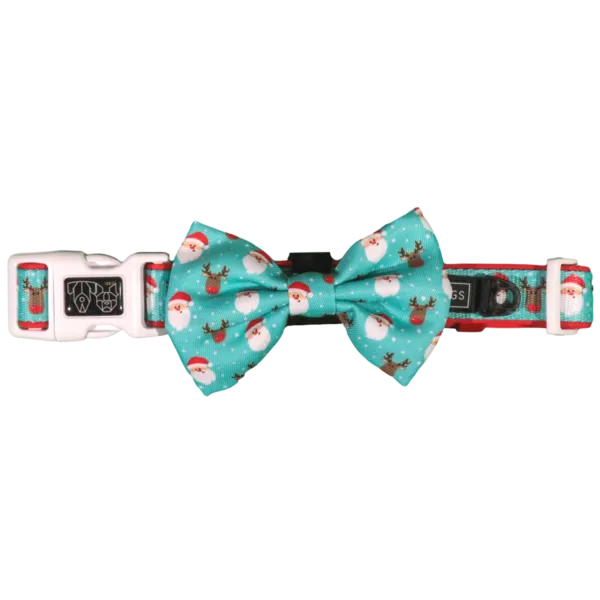 Big & Little Dogs Dog Collar & Bow Tie - Santa's Reindeers