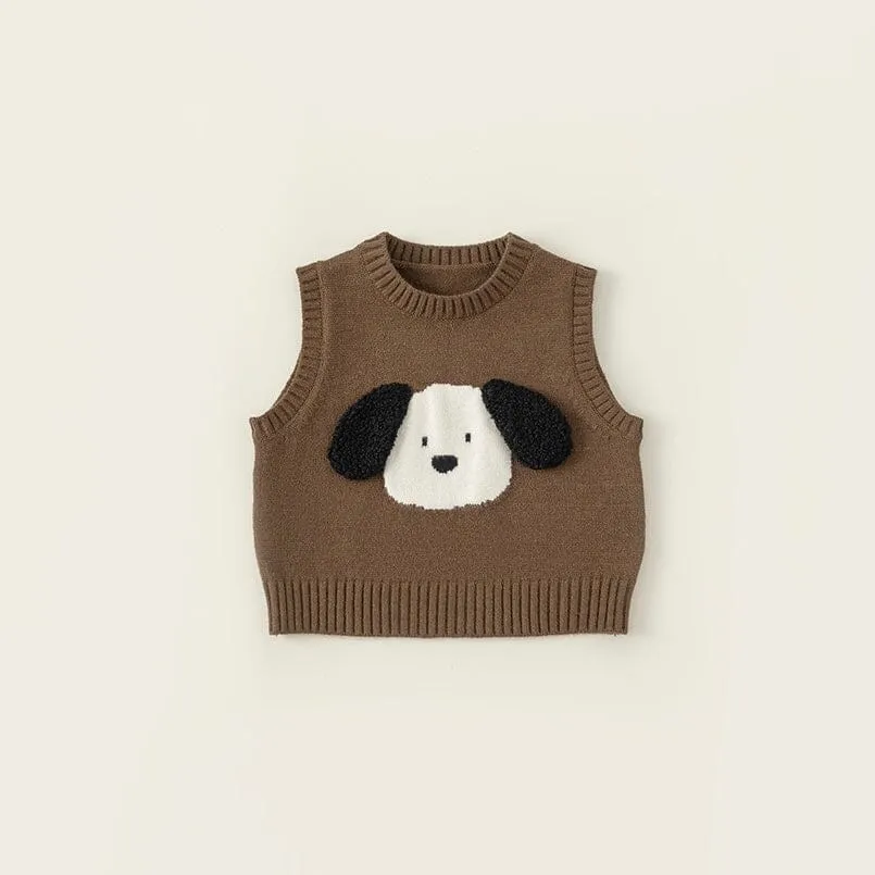 Cartoon Puppy Knitted Vest