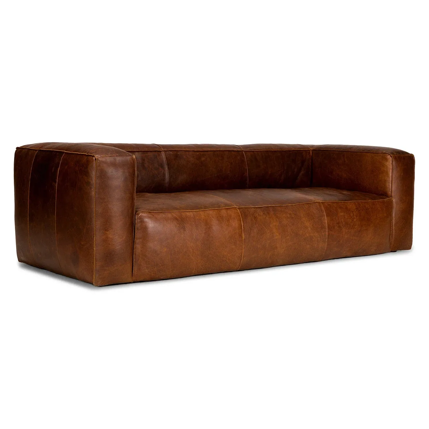Cigar 92" Leather Sofa Rawhide Tan by Couch.com