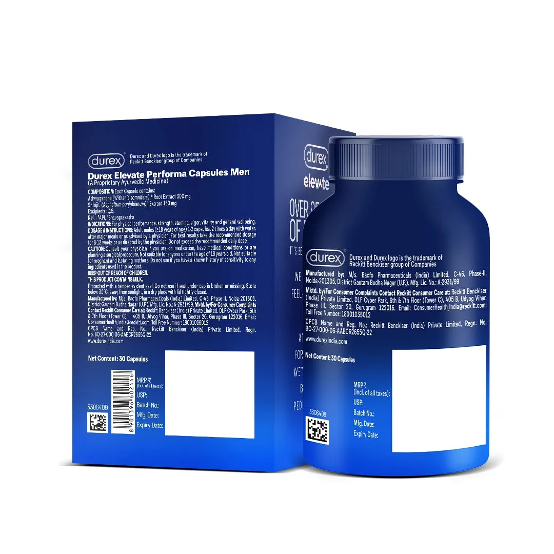 Durex Elevate Performa Shilajit Capsules for Men - 30 Capsules
