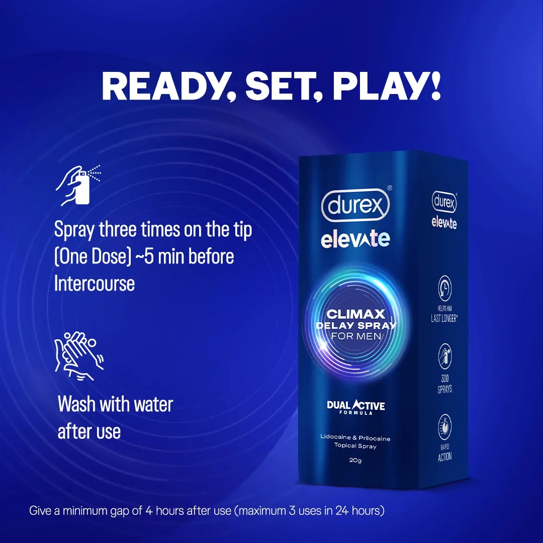 Durex Performance Boost Combo Pack - Durex Elevate Climax Delay Spray   Elevate Performa Capsules