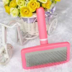 Pink Plastic Handle Pet Dog Cat Animal-فرشاة تنظيف