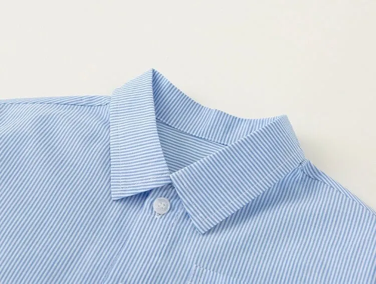 Playful Puppy Embroidered Striped Shirt