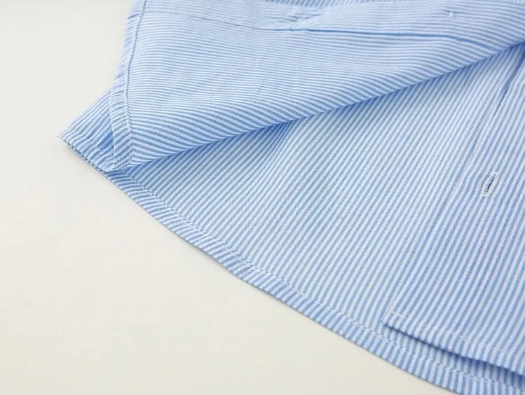 Playful Puppy Embroidered Striped Shirt
