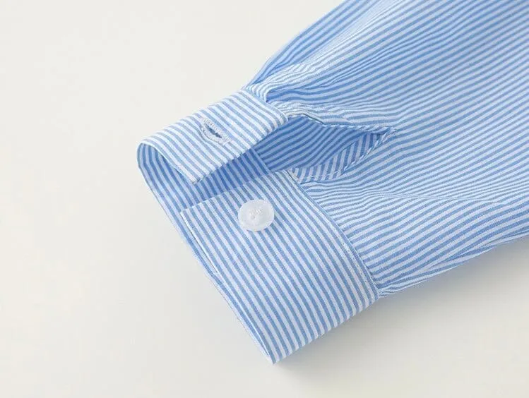 Playful Puppy Embroidered Striped Shirt